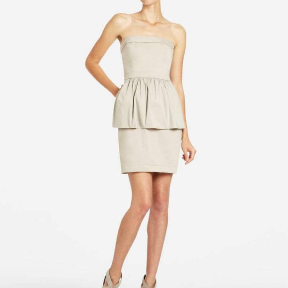 blue strapless skater dress Strapless Crepe Skater Mini Dress - Navy Blue